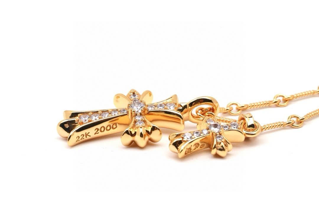 Chrome Hearts Gold Cross Pendant Necklace